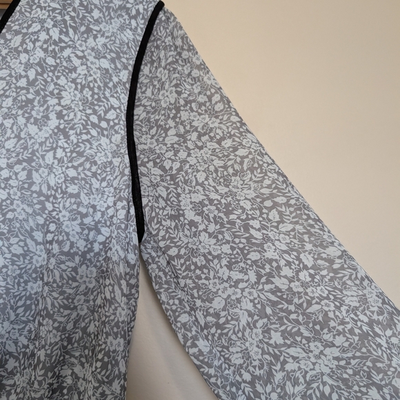 Anthropologie Sam Edelman Blue Gray floral Long Sleeve Dress Size 12 Chic Cute - Picture 5 of 11